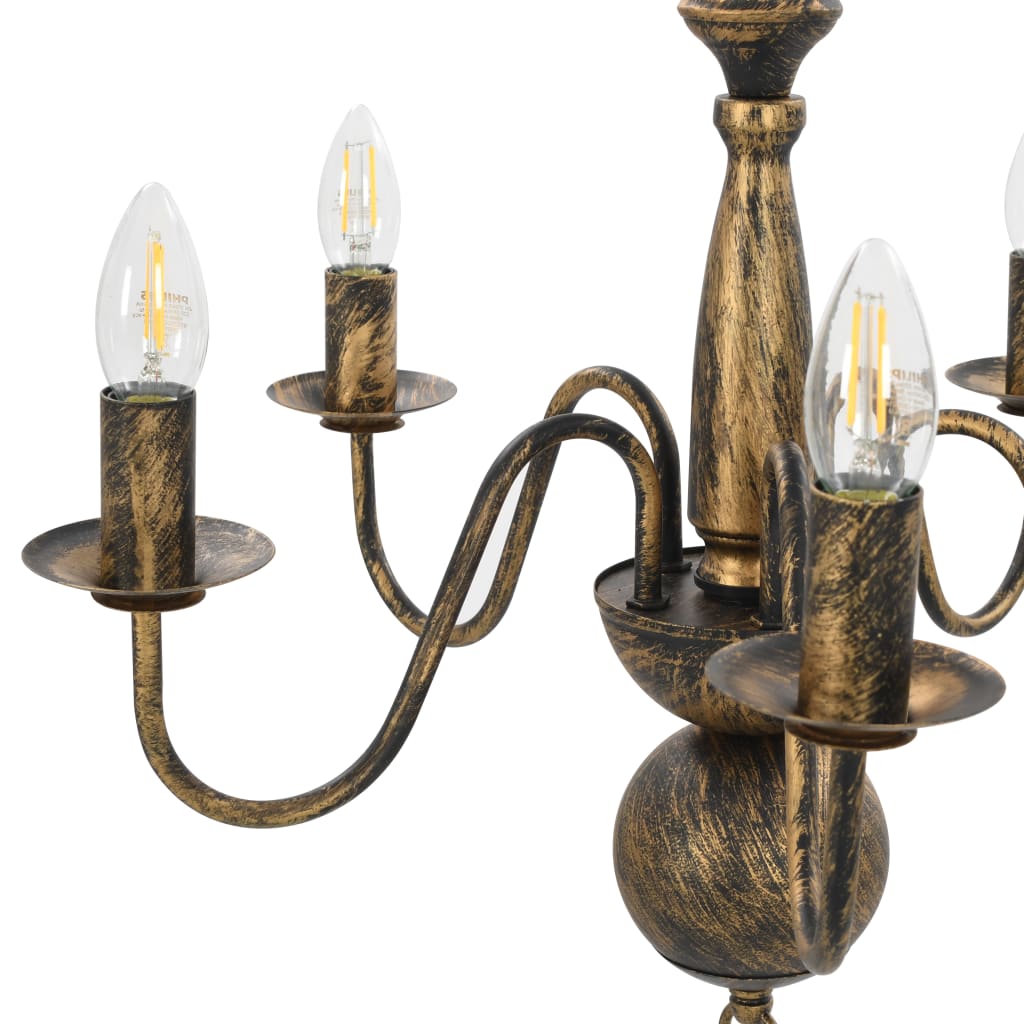 Candelabro Stile Anticato Nero 5 Lampadine E14 cod mxl 51775