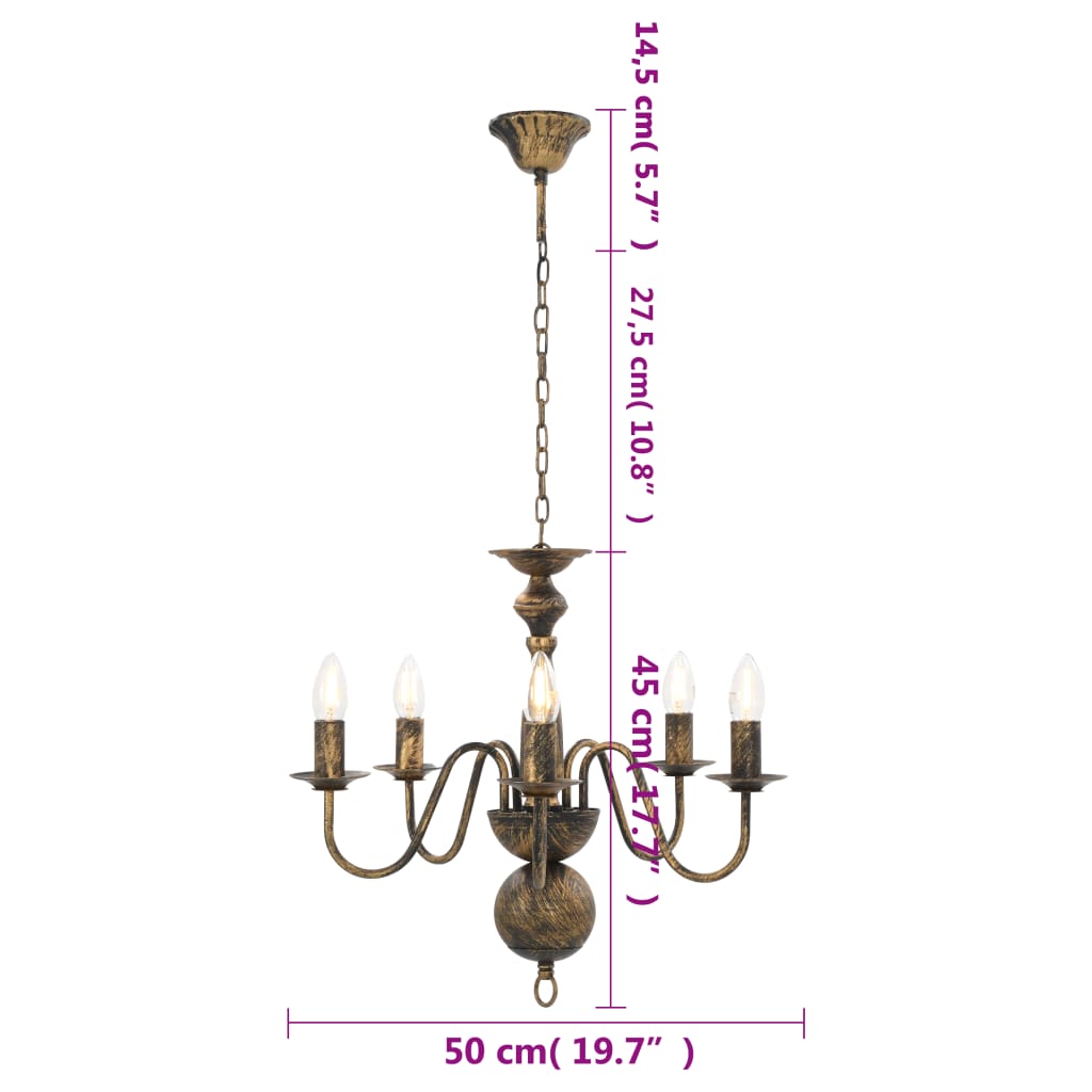 Candelabro Stile Anticato Nero 5 Lampadine E14 281615