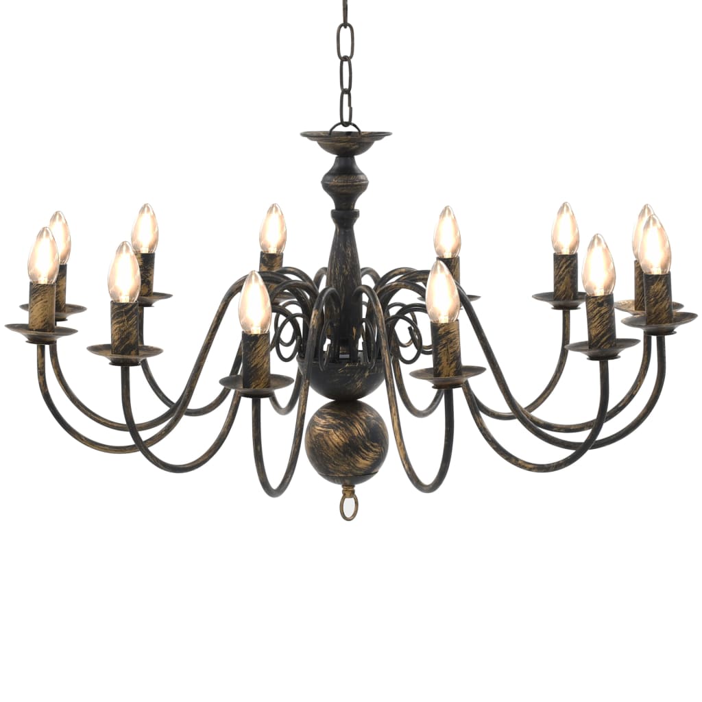 Candelabro Stile Anticato Nero 12 Lampadine E14 cod mxl 50397