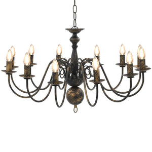 Candelabro Stile Anticato Nero 12 Lampadine E14 cod mxl 50397