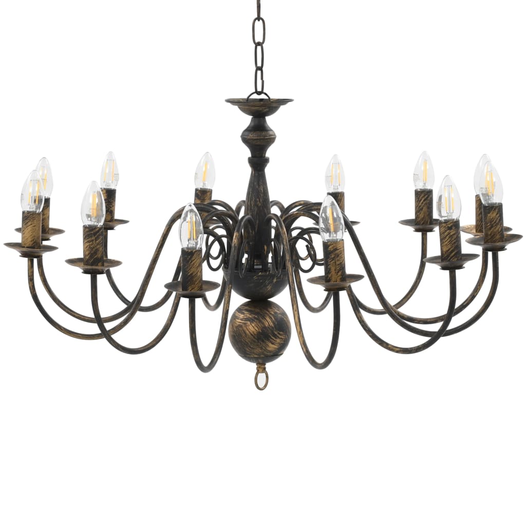Candelabro Stile Anticato Nero 12 Lampadine E14 cod mxl 50397