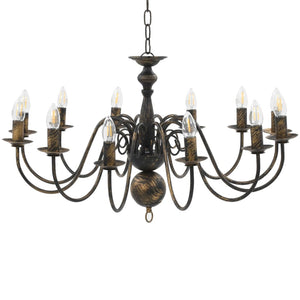 Candelabro Stile Anticato Nero 12 Lampadine E14 cod mxl 50397