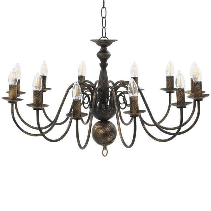 Candelabro Stile Anticato Nero 12 Lampadine E14 cod mxl 50397