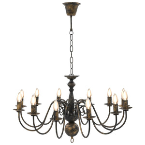 Candelabro Stile Anticato Nero 12 Lampadine E14 cod mxl 50397