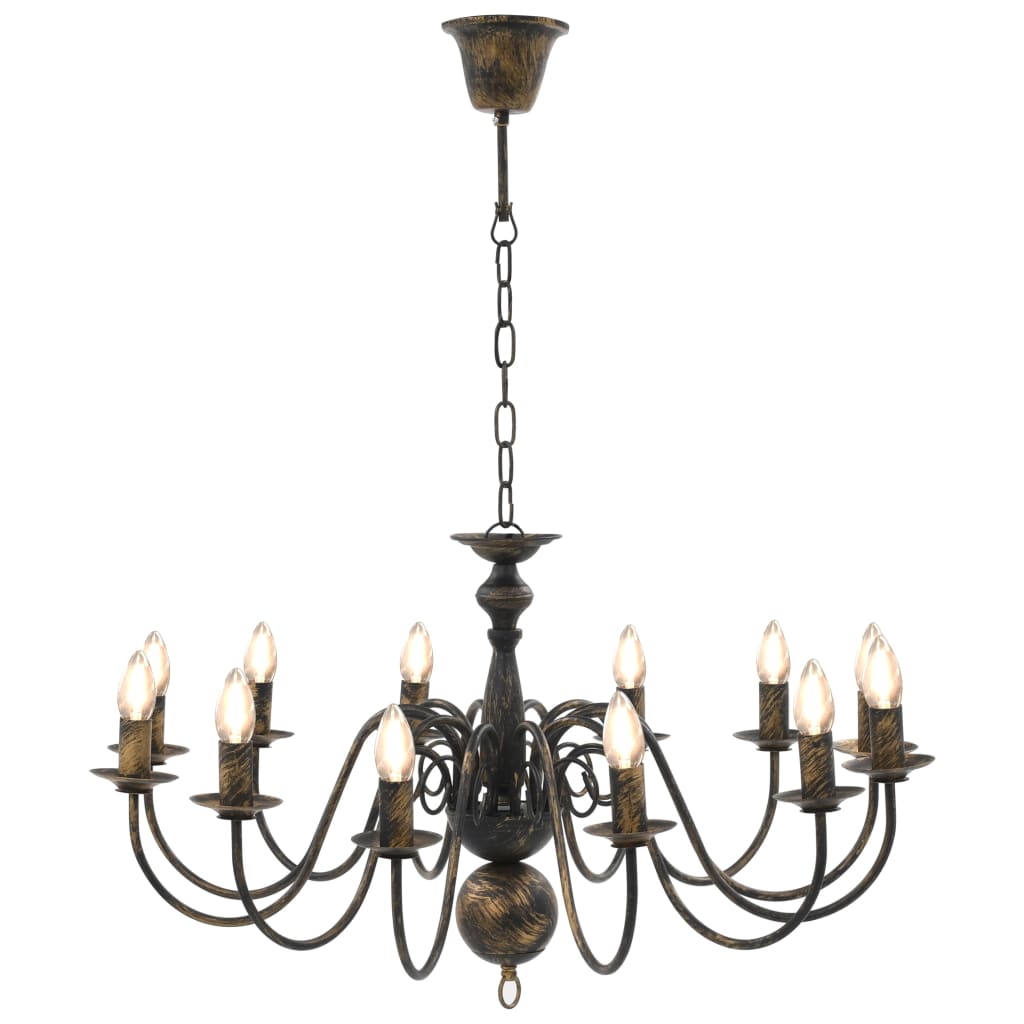 Candelabro Stile Anticato Nero 12 Lampadine E14 281621