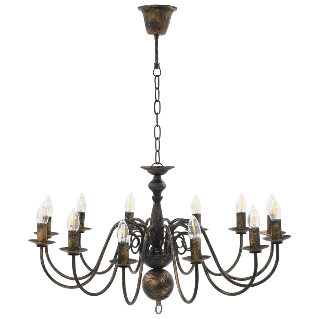 Candelabro Stile Anticato Nero 12 Lampadine E14 cod mxl 50397