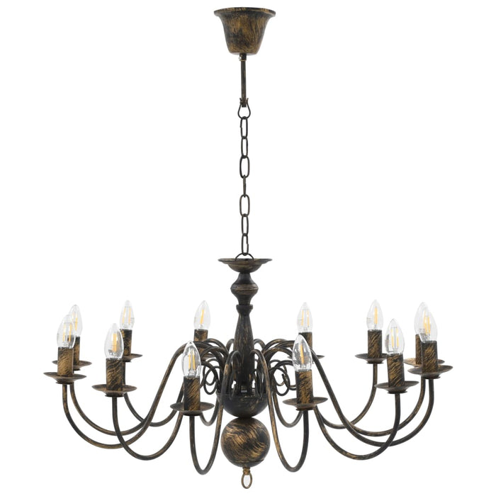 Candelabro Stile Anticato Nero 12 Lampadine E14 cod mxl 50397