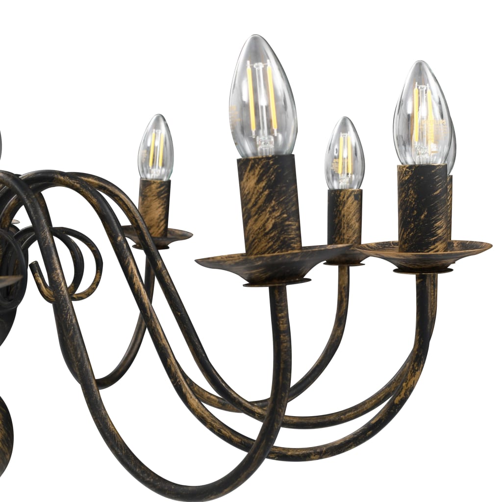Candelabro Stile Anticato Nero 12 Lampadine E14 cod mxl 50397
