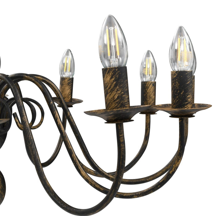 Candelabro Stile Anticato Nero 12 Lampadine E14 281621