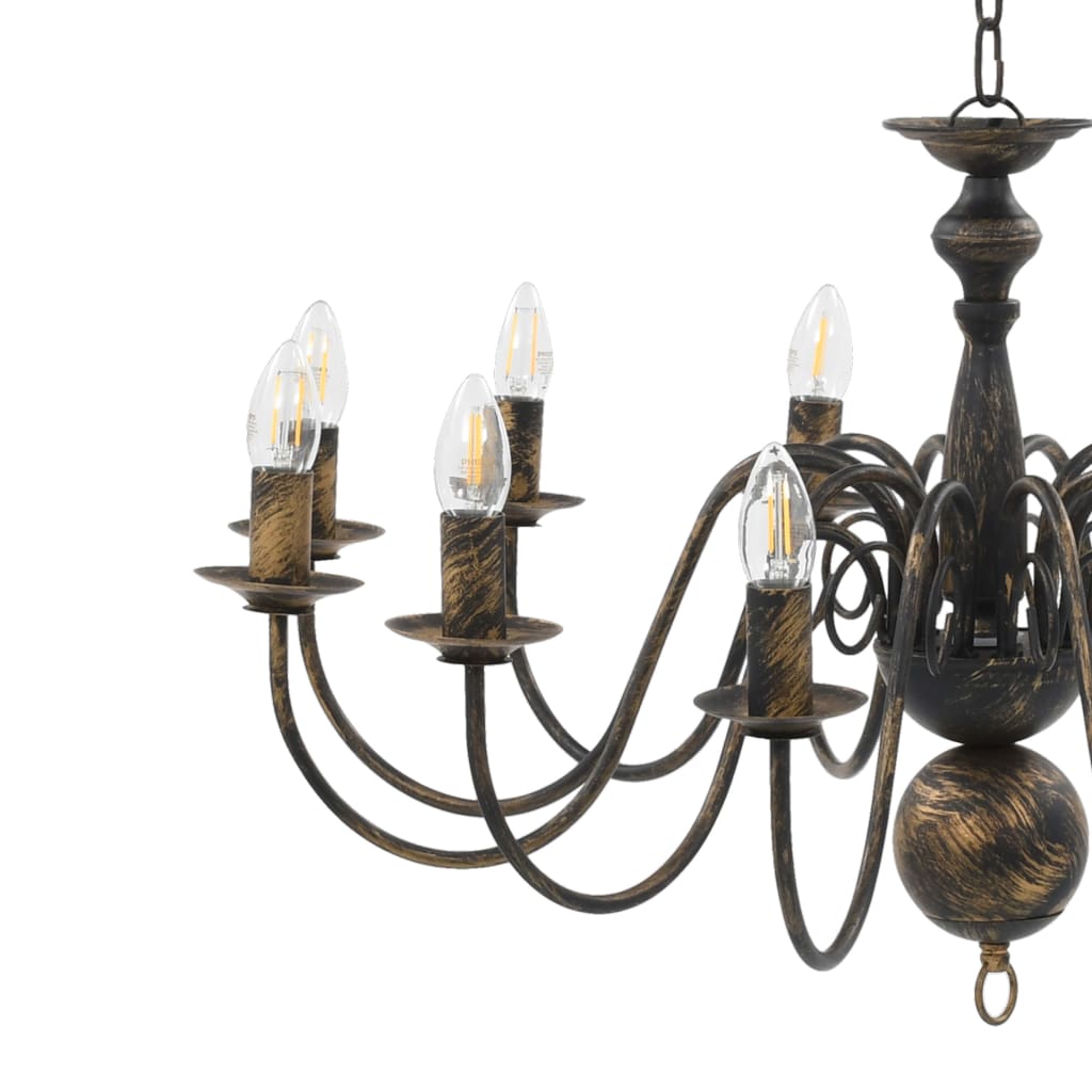 Candelabro Stile Anticato Nero 12 Lampadine E14 281621