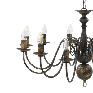 Candelabro Stile Anticato Nero 12 Lampadine E14 281621