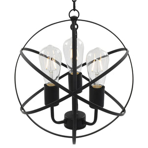 Lampada Sferica a Sospensione Nera 3 Lampadine E27 cod mxl 72729