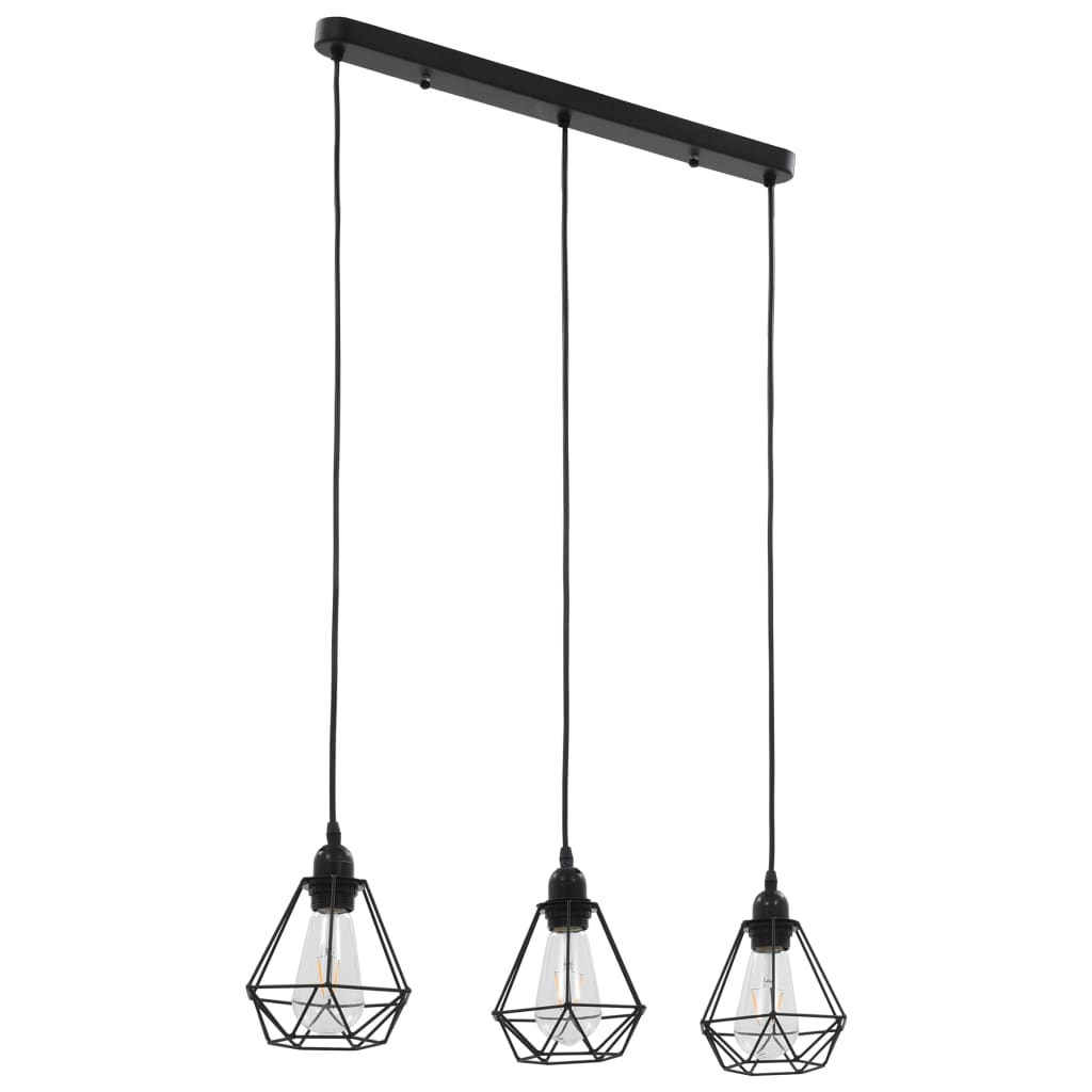 Lampadario con Design Diamante Nero 3 Lampadine E27cod mxl 95384