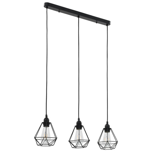 Lampadario con Design Diamante Nero 3 Lampadine E27cod mxl 95384