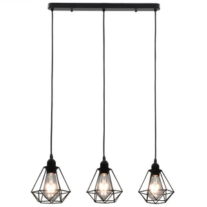 Lampadario con Design Diamante Nero 3 Lampadine E27cod mxl 95384