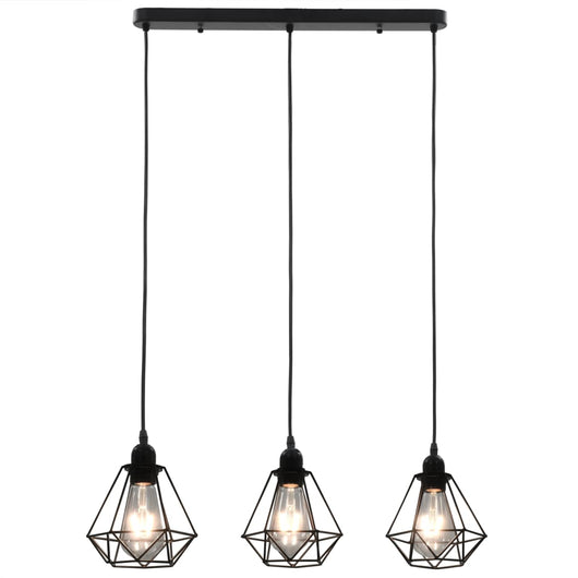 Lampadario con Design Diamante Nero 3 Lampadine E27 281633