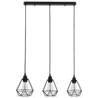 Lampadario con Design Diamante Nero 3 Lampadine E27cod mxl 95384