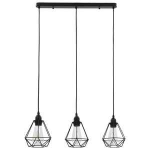 Lampadario con Design Diamante Nero 3 Lampadine E27cod mxl 95384