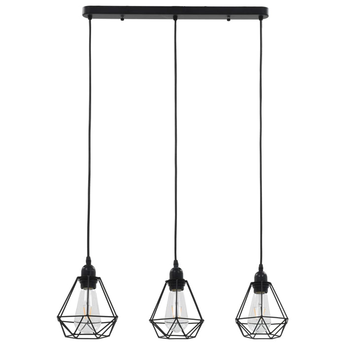 Lampadario con Design Diamante Nero 3 Lampadine E27cod mxl 95384