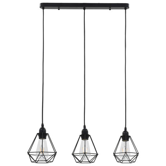 Lampadario con Design Diamante Nero 3 Lampadine E27 281633