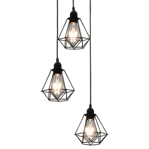 Lampadario con Design Diamante Nero 3 Lampadine E27 cod mxl 77602