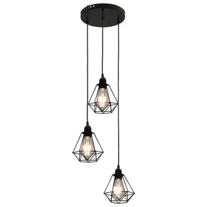 Lampadario con Design Diamante Nero 3 Lampadine E27 cod mxl 77602
