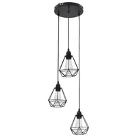 Lampadario con Design Diamante Nero 3 Lampadine E27 cod mxl 77602