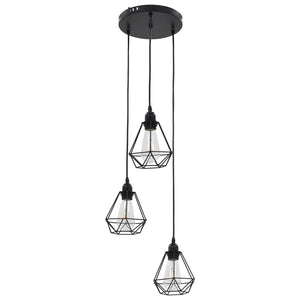 Lampadario con Design Diamante Nero 3 Lampadine E27 cod mxl 77602