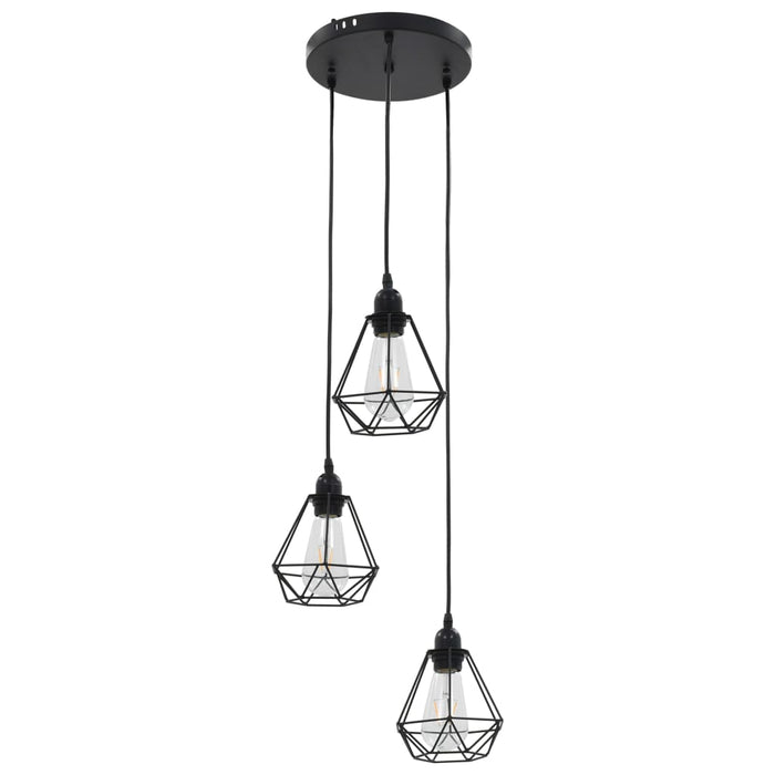 Lampadario con Design Diamante Nero 3 Lampadine E27 cod mxl 77602