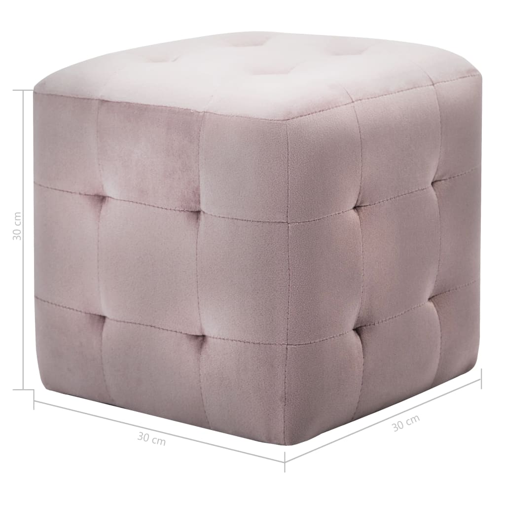 Comodini 2 pz Rosa 30x30x30 cm in Tessuto Vellutato 249020