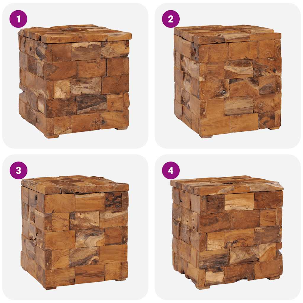 Sgabello con Contenitore in Legno Massello di Teak 281654