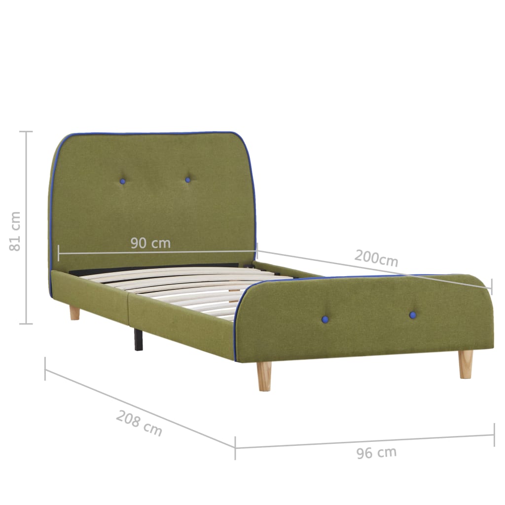 Giroletto senza Materasso-Struttura Letto Verde in Tessuto 90x200 cm 215409