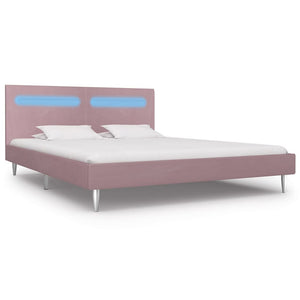 Giroletto con LED senza Materasso-Struttura Letto Rosa 180x200 cm in Tessuto