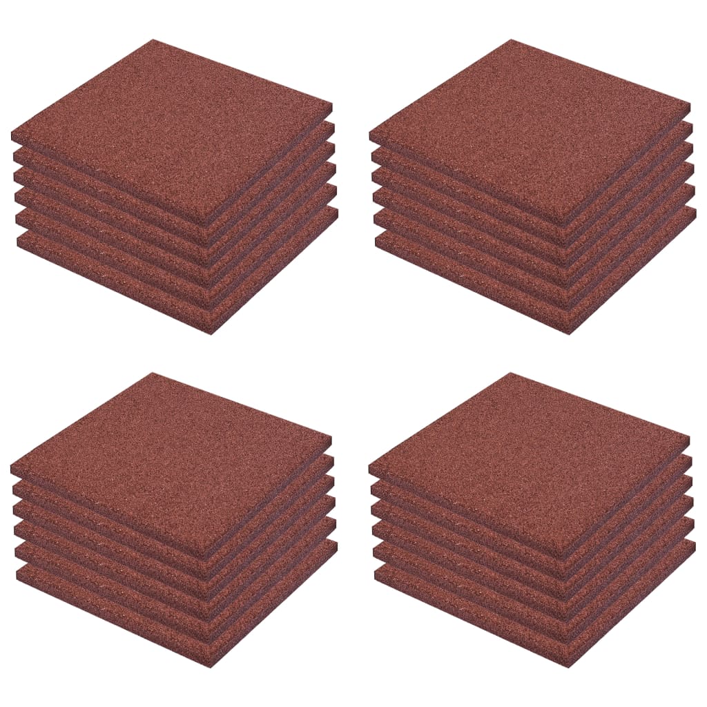 Piastrelle Anticaduta 24 pz in Gomma 50x50x3 cm Rosse 276272