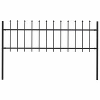 Recinzione Giardino con Punta a Lancia in Acciaio 1,7x0,6m Nera cod mxl 12335