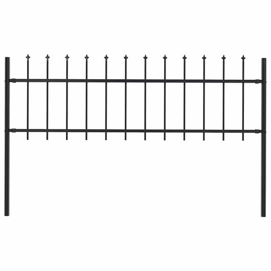 Recinzione Giardino con Punta a Lancia in Acciaio 1,7x0,6m Nera cod mxl 12335