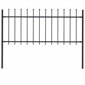 Recinzione Giardino con Punta a Lancia in Acciaio 1,7x0,8m Nera cod mxl 6570