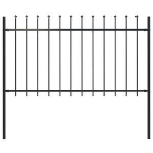 Recinzione Giardino con Punta a Lancia in Acciaio 1,7x1 m Nera cod mxl 25397