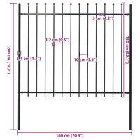 Recinzione Giardino con Punta a Lancia in Acciaio 1,7x1,5m Nera cod mxl 9373