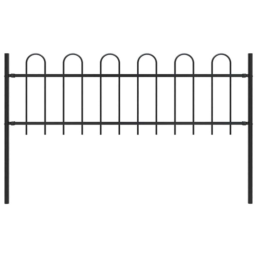Recinzione Giardino con Punta Tonda in Acciaio 1,7 m Nera cod mxl 51817