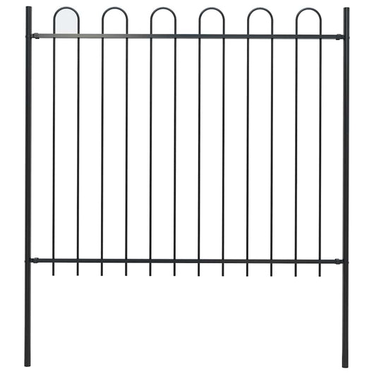Recinzione Giardino con Punta Tonda in Acciaio 1,7 m Nera cod mxl 64006