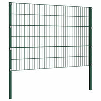 Pannello di Recinzione con Pali in Ferro 1,7x1,2 m Verde