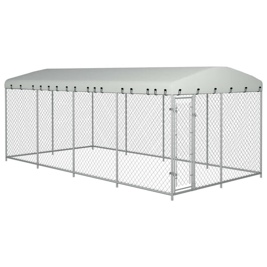 Box per cani da esterno con gabbia per cani da esterno con tetto per cani 8 x 4 x 2 m 02_0000458
