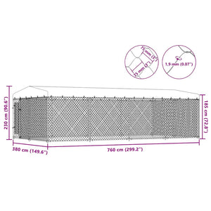 Canile da Esterno con Tetto 7,6x3,8x2,3 m 144937