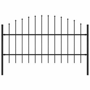 Recinzione Giardino Punta a Lancia (0,75-1)x1,7m Acciaio Nero