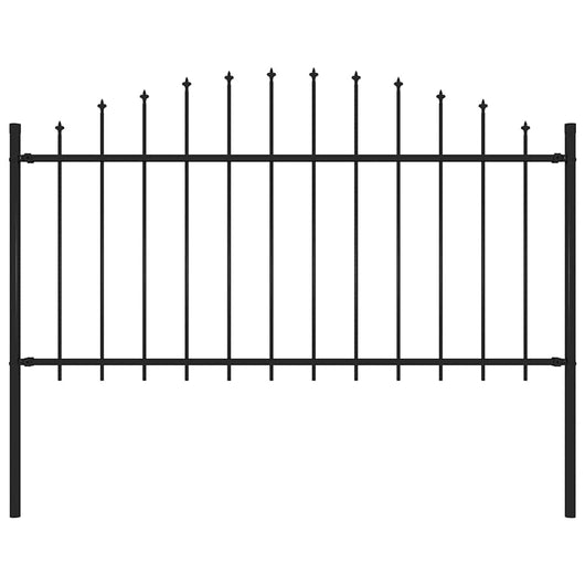Recinzione Giardino Punta a Lancia (1,25-1,5)x1,7m Acciaio Nero
