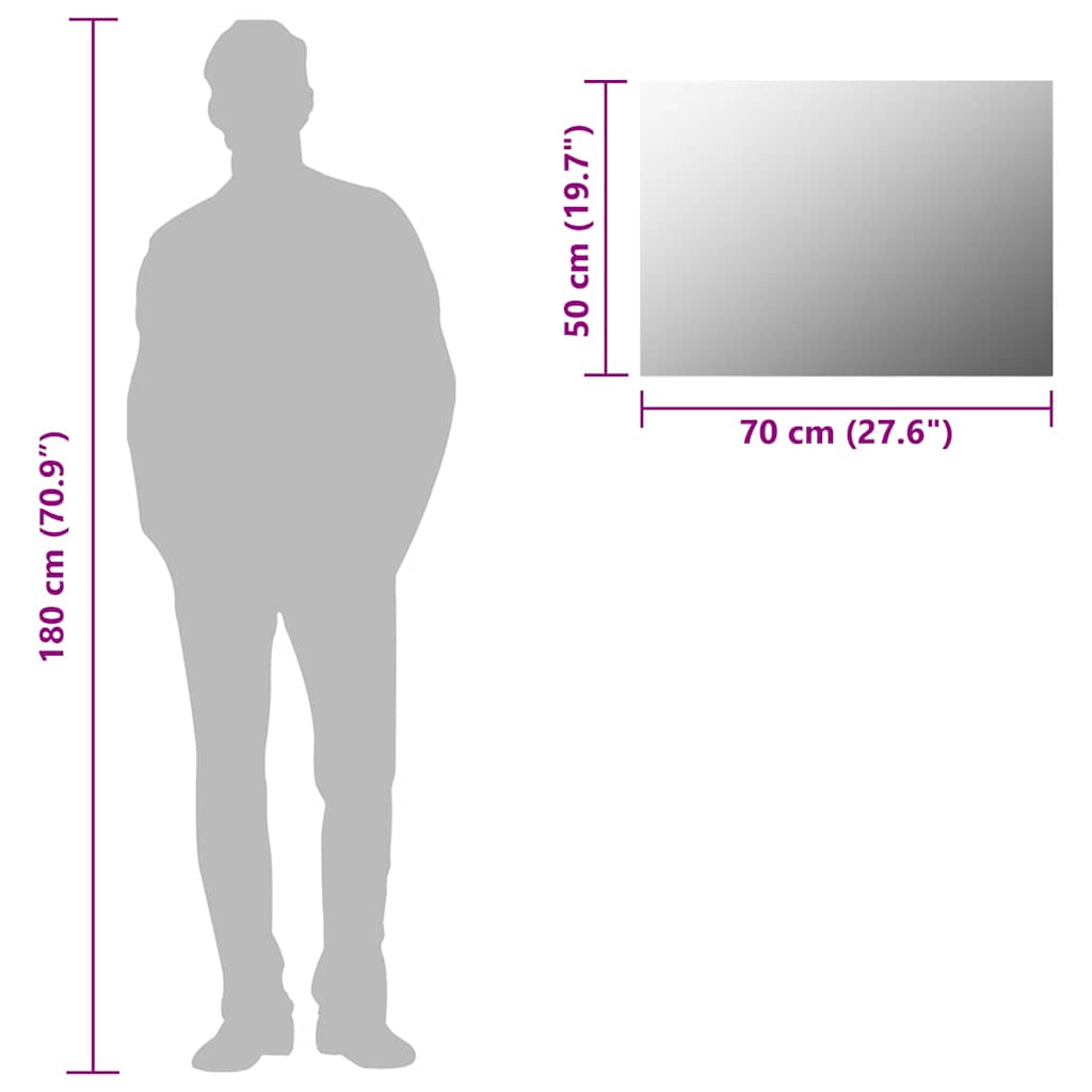 Specchio Senza Cornice-Specchio Decorativo 70x50 cm in Vetro