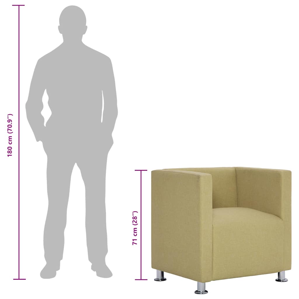 Poltrona a Cubo Verde in Tessuto 282148