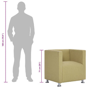 Poltrona a Cubo Verde in Tessuto 282148