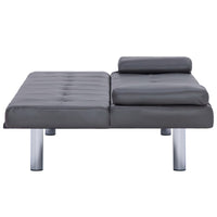 Divano Letto con 2 Cuscini Grigio in Similpelle 282181